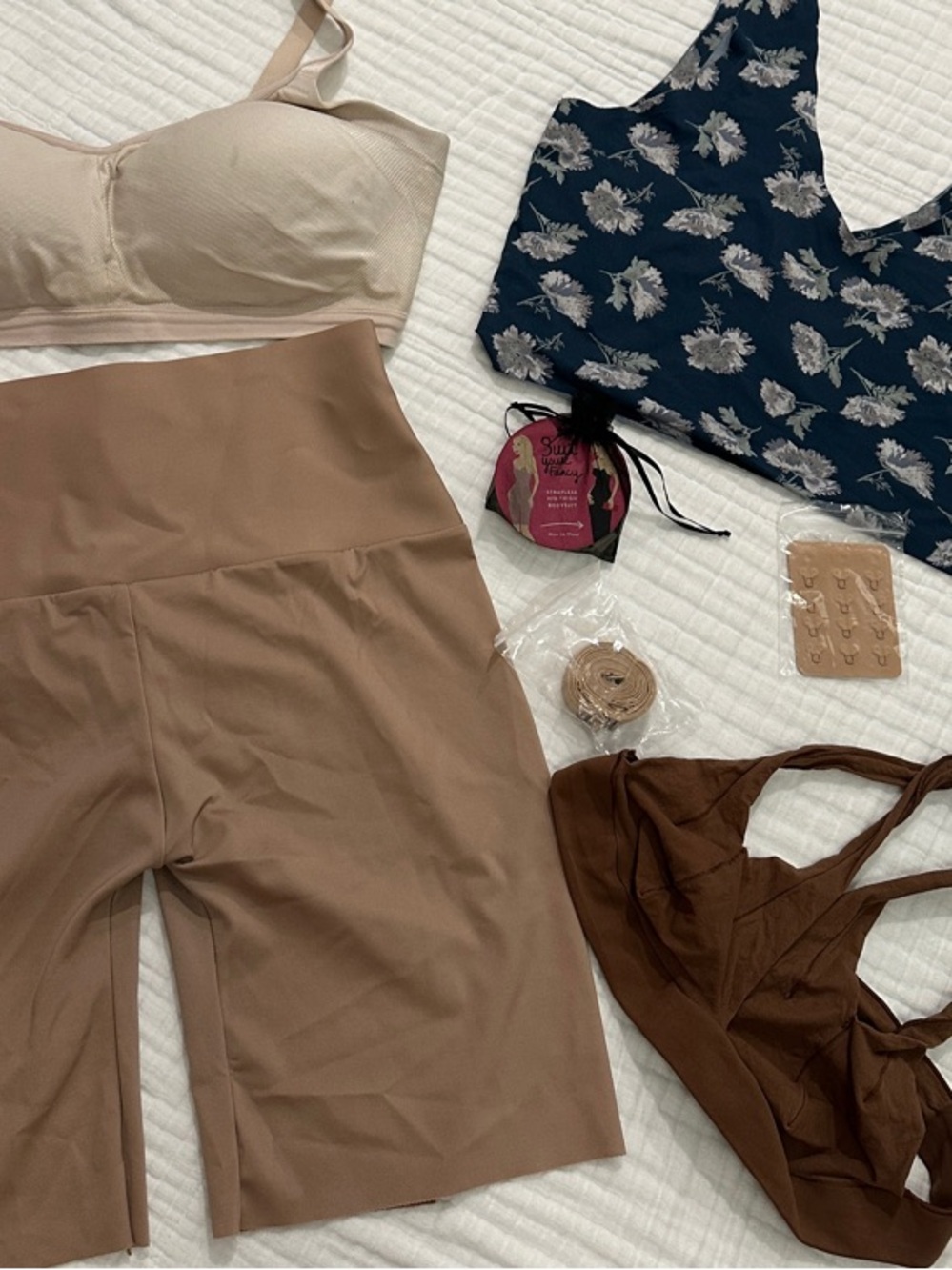 Tommy John Beige Seamless Bra and Brown Active Top Set